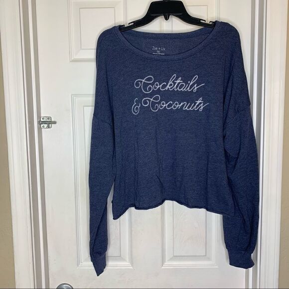 Zoe + Liv Cocktails and Coconuts Sweatshirt XXL - Picture 1 of 7
